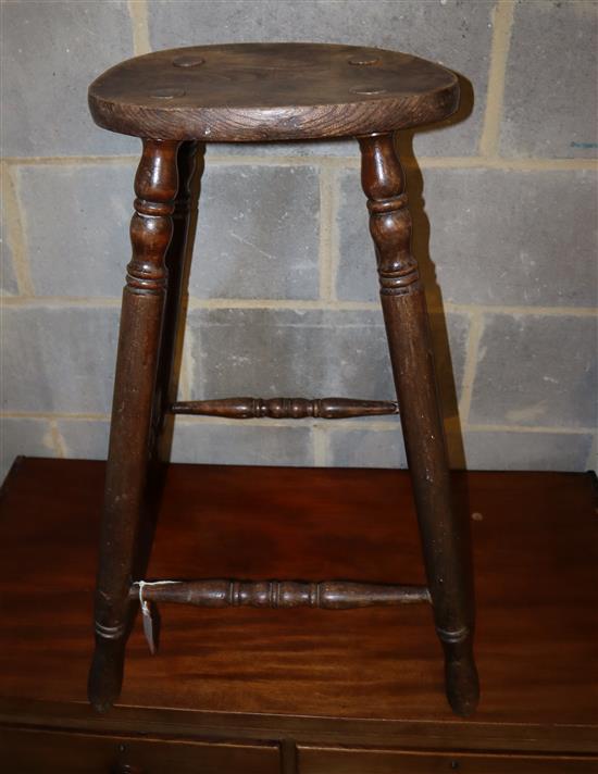 A Victorian elm stool, width 49cm, depth 46cm, height 72.5cm